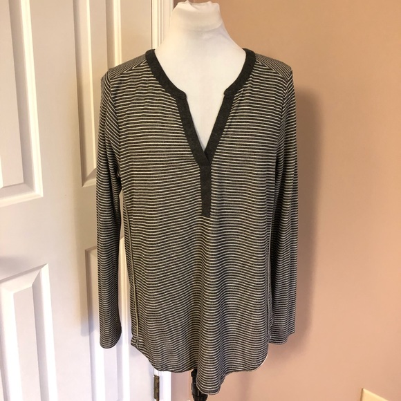 Anthropologie Tops - Anthropologie Henley Striped Top Sz XL